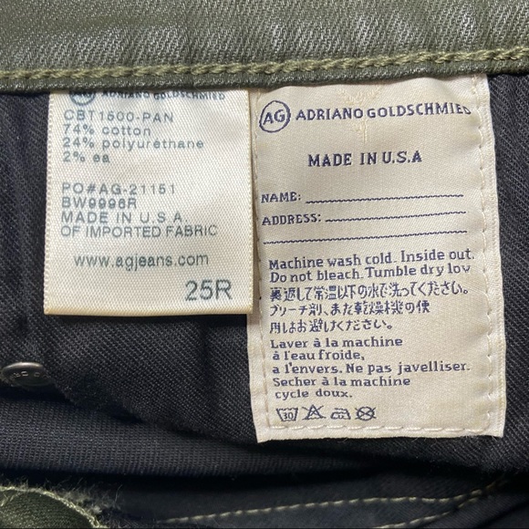 AG Jeans The Absolute Legging Extreme Skinny Jeans In Waxed Olive Green Sz 25 26 - Picture 6 of 11